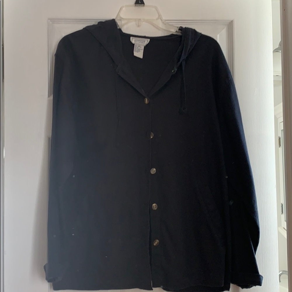 Linen black lightweight jacket with hood